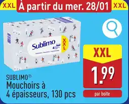 ALDI Sublimo mouchoirs à 4 épaisseurs aanbieding