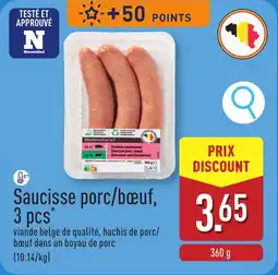 ALDI Saucisse porc / bœuf aanbieding