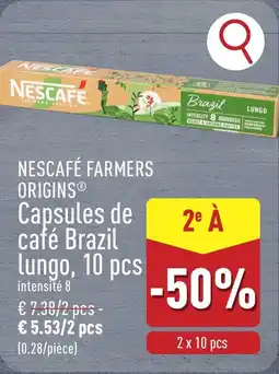 ALDI Nescafé farmers origins capsules de café brazil lungo aanbieding