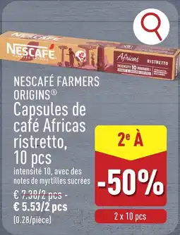 ALDI Nescafé farmers origins capsules de café africas ristretto aanbieding