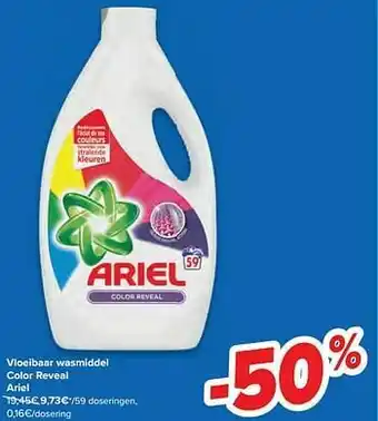 Carrefour Vloeibaar wasmiddel color reveal ariel aanbieding