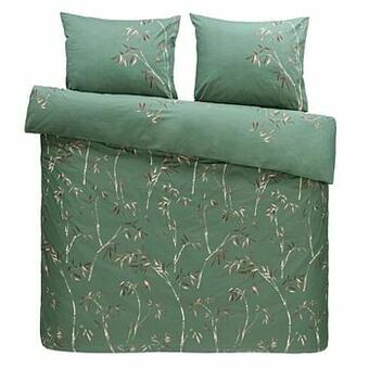 Leen Bakker Comfort dekbedovertrek Muriel - groen - 200x200/220 cm - Leen Bakker aanbieding