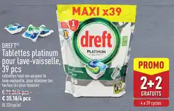 ALDI Dreft tablettes platinum pour lave-vaisselle, aanbieding