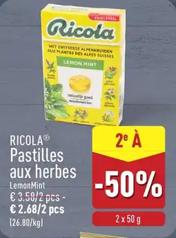 ALDI Ricola pastilles aux herbes aanbieding