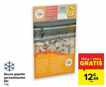 Carrefour Rauwe gepelde garnaalstaarten ebi aanbieding