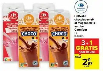 Carrefour Halfvolle chocolademelk of magere melk aardbei carrefour aanbieding