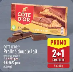 ALDI Côte D'Or Praliné Double Lait aanbieding