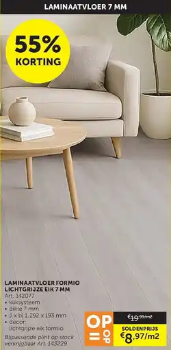 Zelfbouwmarkt Laminaatvloer Formio Lichtgrijze Eik 7 mm aanbieding