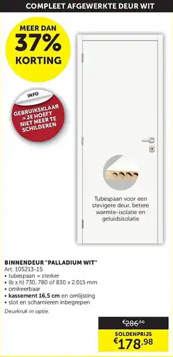 Zelfbouwmarkt Binnendeur Palladium Wit aanbieding