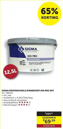Zelfbouwmarkt Sigma Professionele Binnenverf Din pro Wit aanbieding
