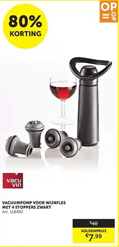 Zelfbouwmarkt Vacuumpomp voor Wijnfles met 4 Stoppers Zwart aanbieding