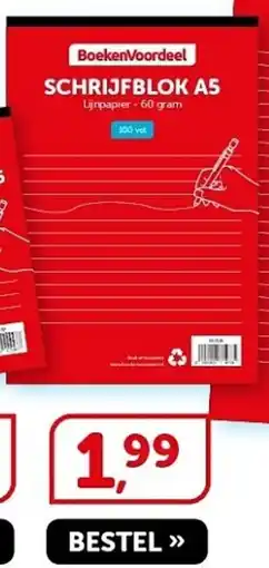 Boekenvoordeel BoekenVoordeel Schrijfblok A5 aanbieding
