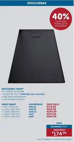 Zelfbouwmarkt Douchebak "moby" aanbieding