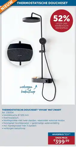 Zelfbouwmarkt Thermostatische doucheset "vivian" mat zwart aanbieding