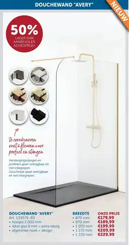 Zelfbouwmarkt Douchewand "avery" aanbieding