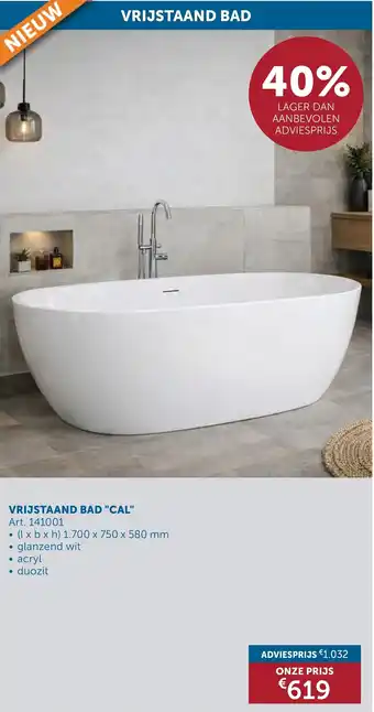 Zelfbouwmarkt Vrijstaand bad "cal" aanbieding
