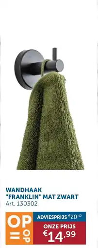 Zelfbouwmarkt Wandhaak Franklin mat zwart aanbieding