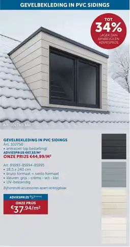 Zelfbouwmarkt Gevelbekleding in pvc sidings aanbieding