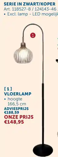 Zelfbouwmarkt Serie in zwart/koper vloerlamp aanbieding