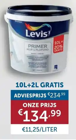 Zelfbouwmarkt Levis muur & plafond primer aanbieding