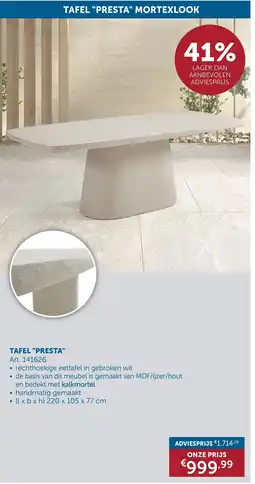 Zelfbouwmarkt Tafel presta mortexlook aanbieding