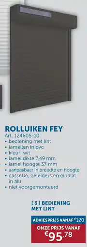 Zelfbouwmarkt Rolluiken Fey bediening met lint aanbieding