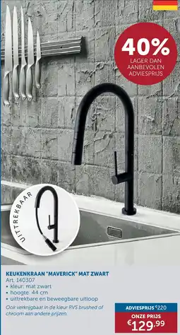Zelfbouwmarkt Keukenkraan Maverick mat zwart aanbieding