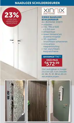 Zelfbouwmarkt Xinnix naadloze schilderdeur aanbieding