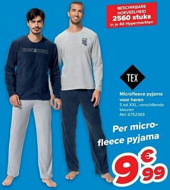 Carrefour Microfleece pyjama voor heren aanbieding