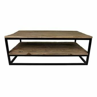 Leen Bakker HSM Collection salontafel met onderplank Leroy - naturel/mat zwart - 120x70x44 cm - Leen Bakker aanbieding