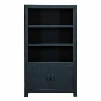 Leen Bakker WOOOD open kast Benson - mat zwart - 200x115x37 cm - Leen Bakker aanbieding