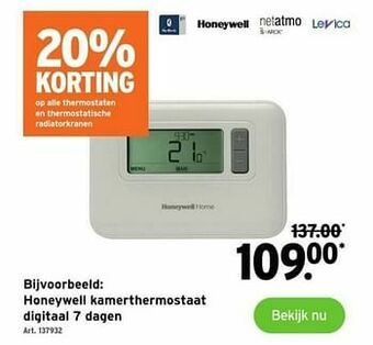 GAMMA Honeywell kamerthermostaat digitaal 7 dagen aanbieding