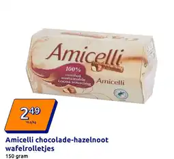 Action Amicelli chocolade-hazelnoot wafelrolletjes aanbieding