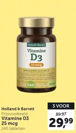 Holland & Barrett Holland&Barrett Vitamine D3 25 mcg aanbieding