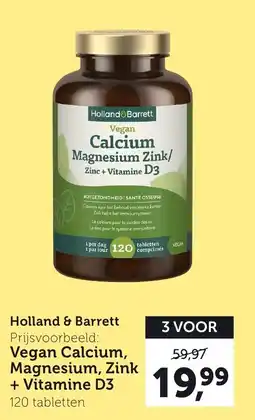 Holland & Barrett Holland & Barrett Vegan Calcium, Magnesium, Zink + Vitamine D3 aanbieding