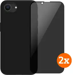 Coolblue BlueBuilt Back Cover iPhone 16e Zwart + Privacy Filter Screenprotector Glas Duo Pack aanbieding