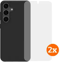 Coolblue BlueBuilt Samsung Galaxy S25 Back Cover Noir + Protège-écran Verre Lot de 2 aanbieding