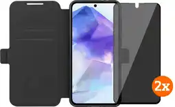 Coolblue BlueBuilt Samsung Galaxy A56 Book Case Noir + Protège-écran Filtre de Confidentialité Lot de 2 aanbieding