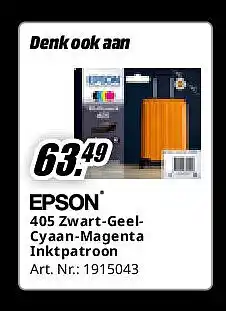 MediaMarkt Epson 405 Zwart-GeelCyaan-Magenta Inktpatroon aanbieding