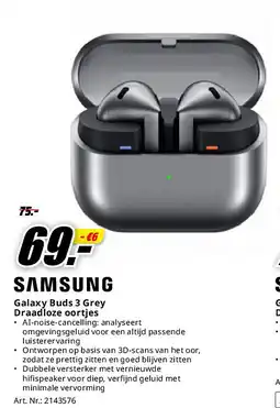 MediaMarkt Samsung Galaxy Buds 3 Grey Draadloze oortjes aanbieding