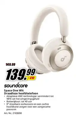 MediaMarkt Soundcore Space One Wit Draadloze hoofdtelefoon aanbieding