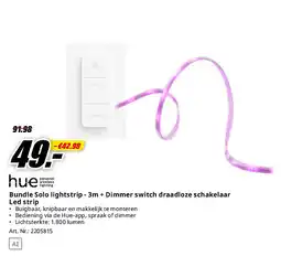 MediaMarkt Bundle Solo lightstrip - 3m + Dimmer switch draadloze schakelaar Led strip aanbieding