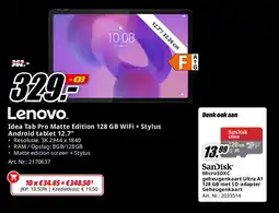 MediaMarkt Lenovo Idea Tab Pro Matte Edition 128 GB WiFi + Stylus Android tablet 12.7” aanbieding