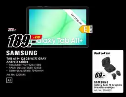 MediaMarkt Samsung TAB A11+ 128GB WIFI GRAY Android tablet aanbieding