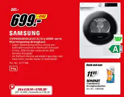 MediaMarkt Samsung DV90DG6845LEU3 AI Dry 6000-serie Warmtepomp droogkast aanbieding