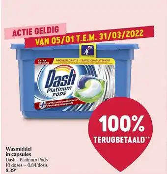 Delhaize Wasmiddel In Capsules Dash aanbieding