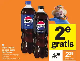 Pepsi regular en zero sugar literflessen