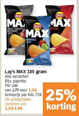 Albert Heijn Lay's MAX 185 gram aanbieding