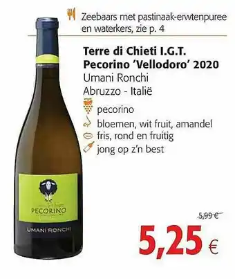 Colruyt Terre Di Chieti Igt Pecorino Vellodoro 2020 aanbieding