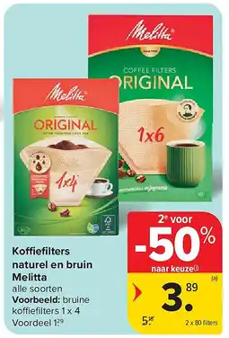 Carrefour Koffiefi lters naturel en bruin Melitta aanbieding